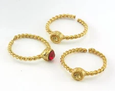 Ring Swirl Adjustable Ring Bezel - Gold Plated brass 18.5mm 8.5US  size 2714