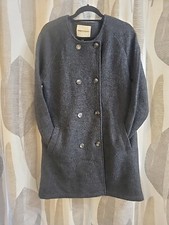 Clements Riberio Grey Double Breasted 100% Wool Coat Size L Large