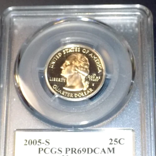 2005 s SILVER Proof Kansas Statehood Quarter PCGS PR69 DCAM Flag Label 25C Coin - Image 2 of 4