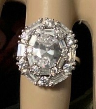 14K White Gold Finish 3CT Oval Cut Diamond Lab-Created Engagement Wedding Ring