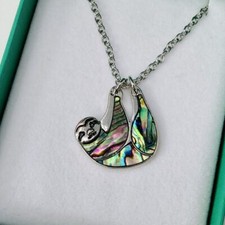 Sloth Paua Shell Necklace Pendant Abalone Tide Jewellery Gift Box