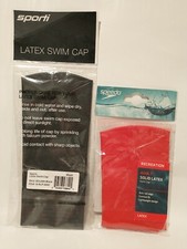 Sporti Speedo Adult Latex Swim Cap Red  Black A Lot of 2 NEW