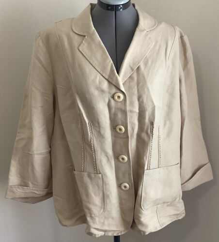 VTG Emma James 18W  jacket khaki linen blend 4 but