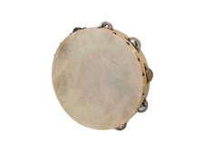 Tambourine, rawhide skin, wood, 10"", 9 zils