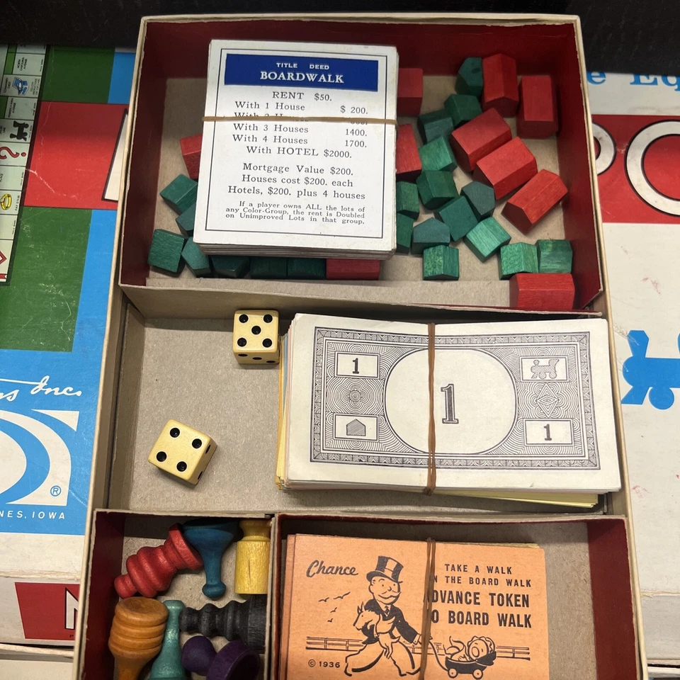 Vintage 1954 Monopoly Popular Edition Wooden Pieces Parker Brothers Manual Lot - Image 4 of 4