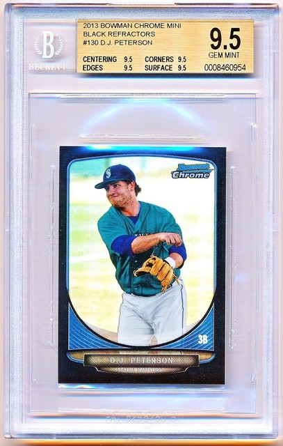 2013 Bowman Chrome Mini D.J. Peterson Black Refractor Rc #130 (03/25) BGS 9.5