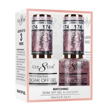 Cre8tion Soak Off Gel Polish & Matching Nail Lacquer - #174 Storm & Thunder