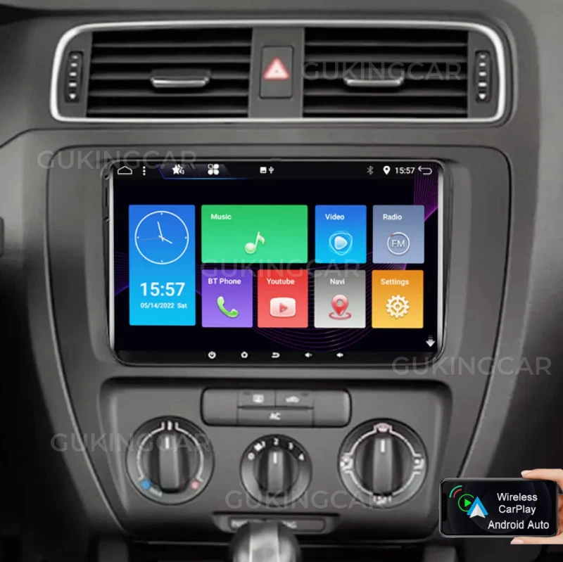 For VW Golf MK5 MK6 Jetta Passat CC CarPlay Android 14 9" Car Stereo Radio Foto 3 de 4