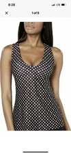 New NIKE Womens Swim Tankini Top Black White Polka Dot New Loose Fit Size XS