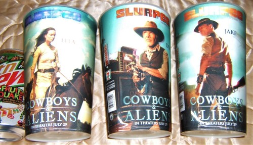 7-11 Slurpee Lenticular Cups Cowboys & Aliens *2011 Qty.3
