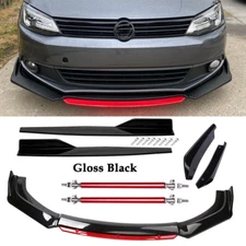 Front Bumper Lip Spoiler Splitter Rear Lip Side Skirt Glossy For VW Jetta MK6