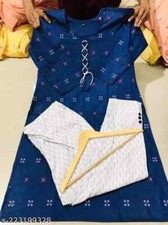 South Indian Woman/Girls Khadi Cotton Printed Office Wear Kurti With Pant Set