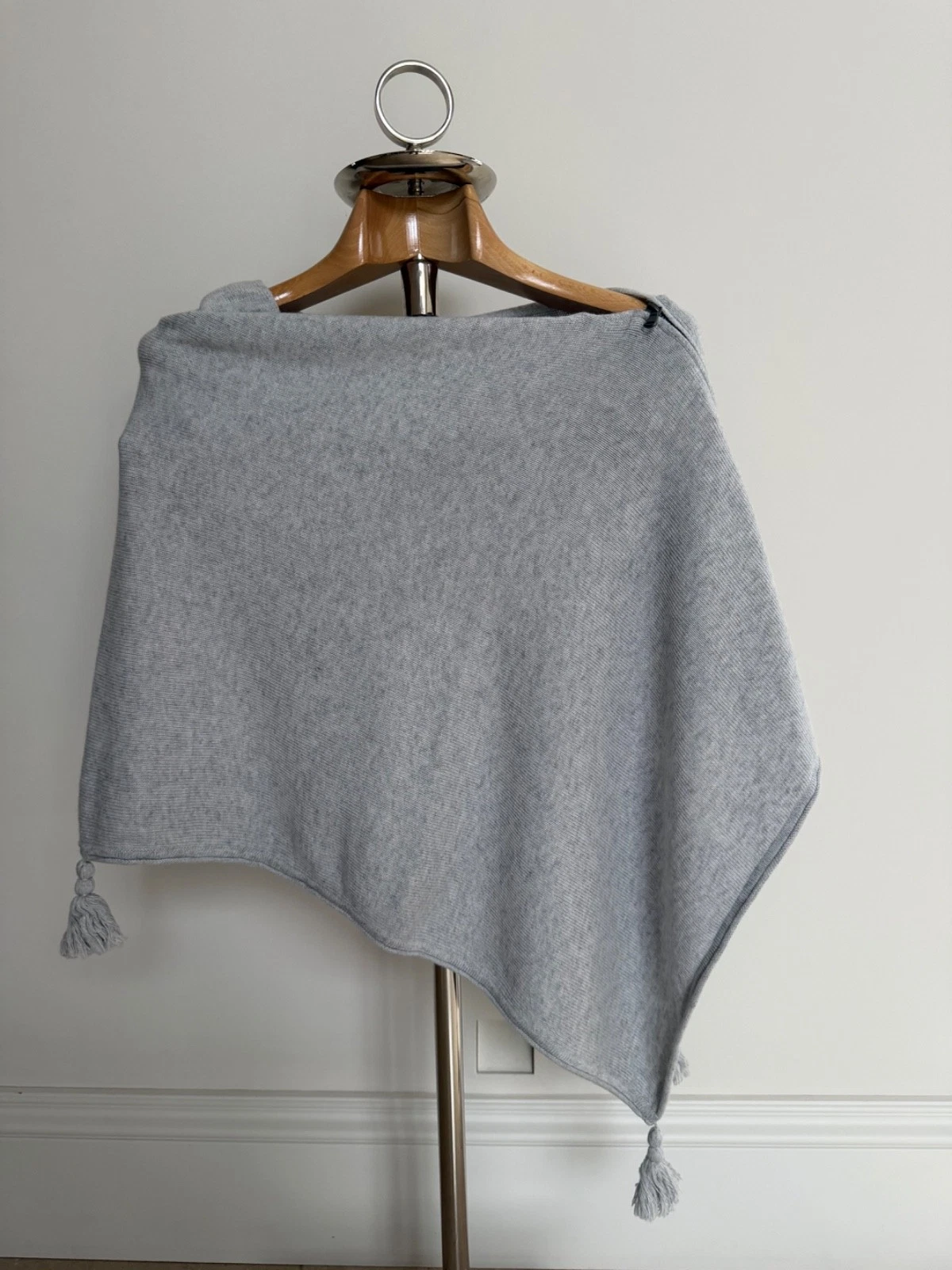 NEW WITH TAGS - MINT VELVET - Grey Tassel Cashmere Poncho - One Size RRP £79