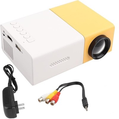 Tragbarer Mini LED Projektor Projektor mit Netzteil Weiß-Gelb 12V2A