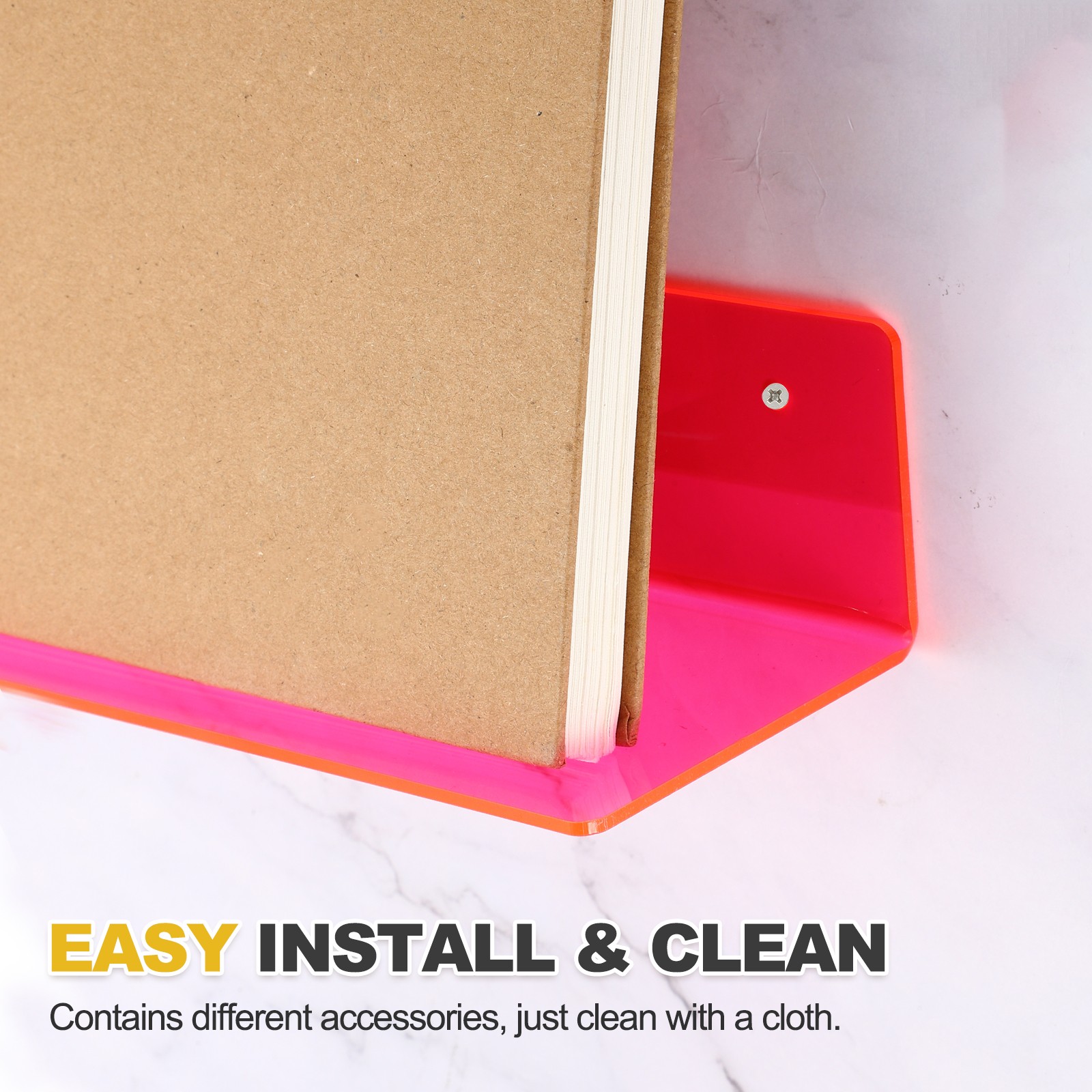 2 Pack Acrylic Shelves for Wall, 9 Inch White Floating Shelves Wall Mount