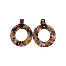 Colorful Tortoiseshell Resin Hoop Dangle Earr...