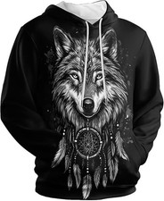 Wolf Dreamcatcher 3D Print Hoodie Pullover Sweatshirt Unisex Animal Outfit