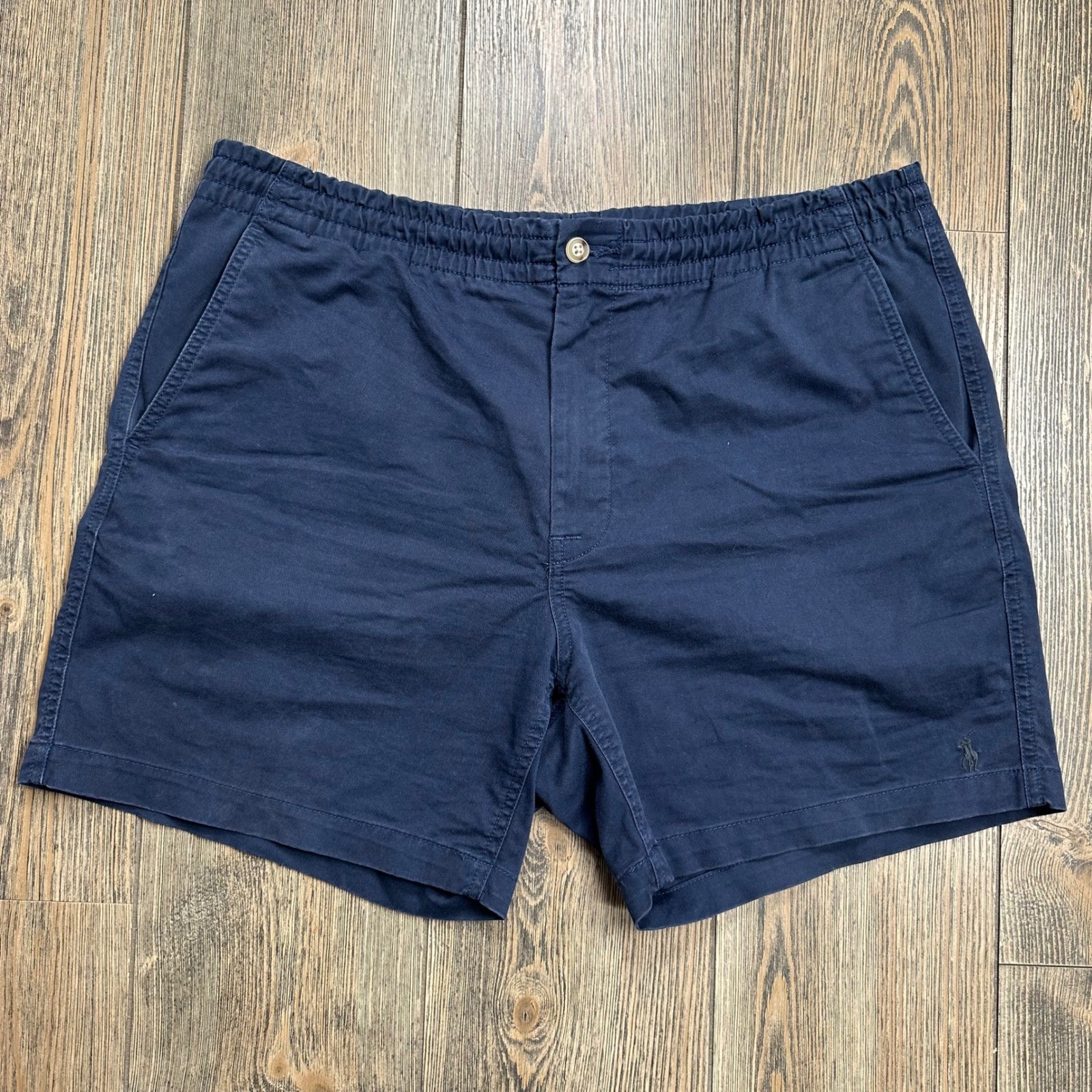 Polo Ralph Lauren Mens Navy Blue Stretch Classic Fit Elastic Waist Shorts 6