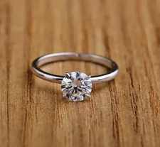 1 Ct Certified White Diamond Solitaire 925 Silver Ring – Brilliant Great Luster