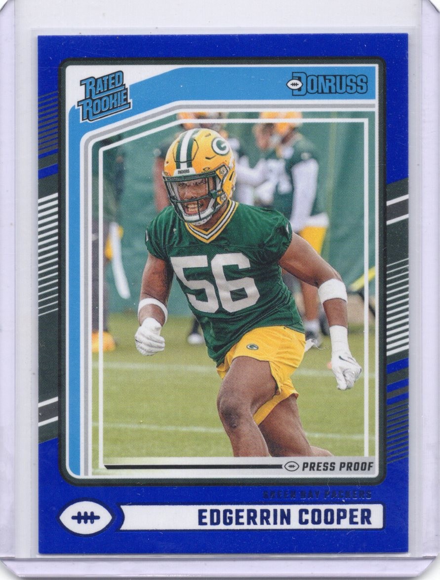 2024 Panini Donruss - Rated Rookie Edgerrin Cooper #325 Blue Press Proof (RC)