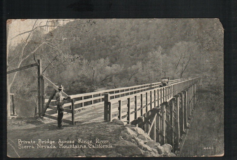1920 FRESNO, CA * SIERRA-NEVADA MOUNTAINS SUPPLY POWER CO. BRIDGE * POSTED P.N.C