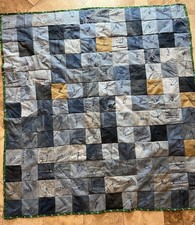 Jean Denim Pocket Quilt Handmade Shark Lining Unique 66 x61 Throw