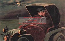 PFB No 5999, Romance, Couple Kissing in Early Auto Under Full Moon