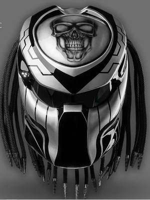 CHOPPER PREDATOR MOTORRADHELM SILVER LINE SKULL ( DOT & ECE ZERTIFIZIERT)