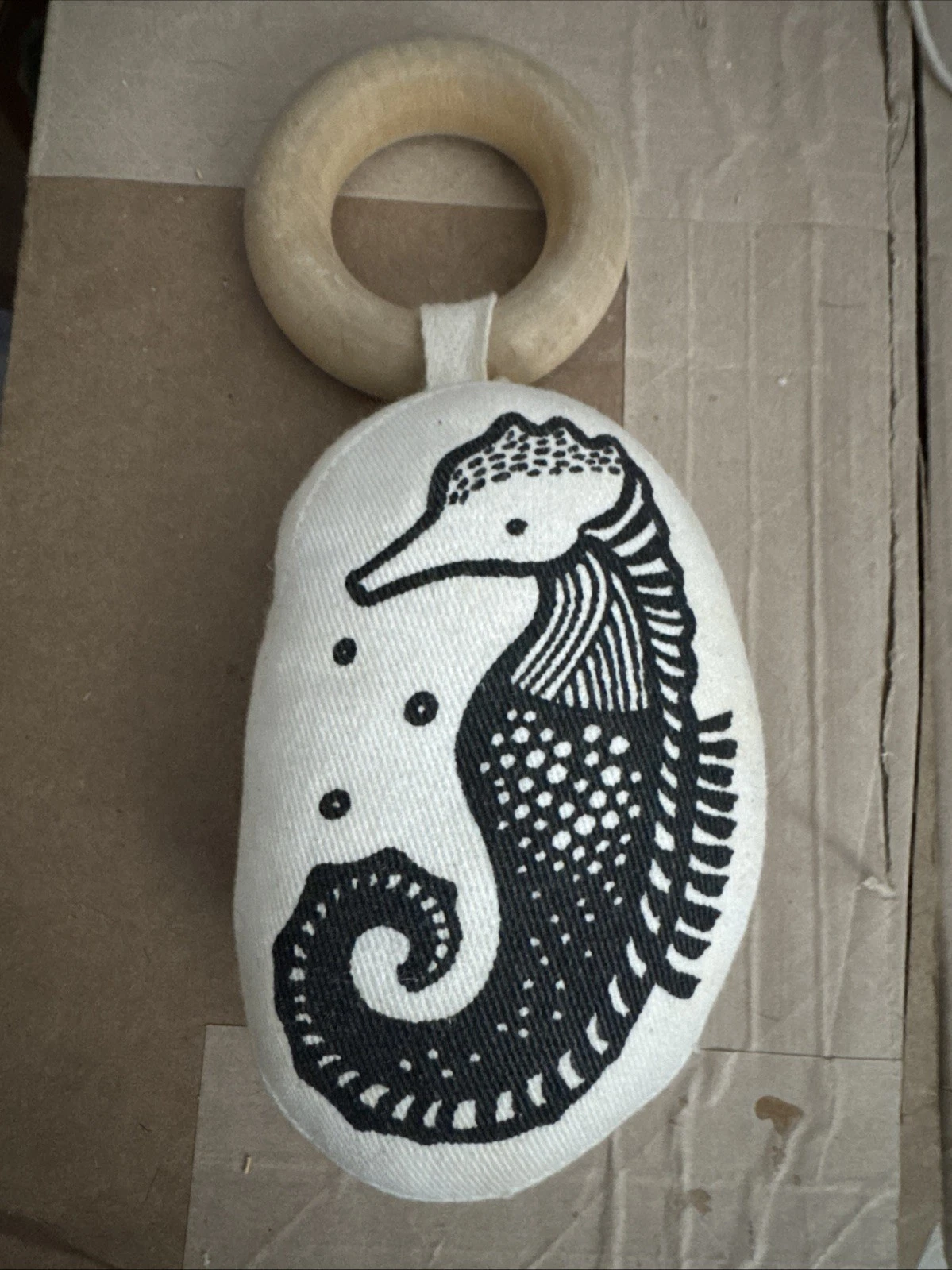 Baby Stroller Toy Soft Teether Organic Cotton Wee Gallery Sensory Motor Seahorse