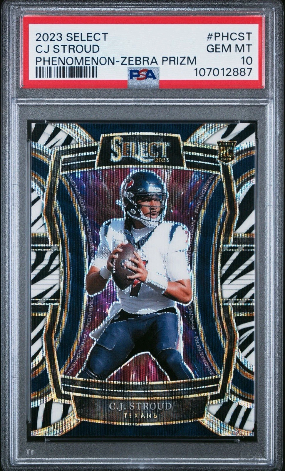 CJ Stroud Panini Select Phenomenon #PHCST Zebra Prizm