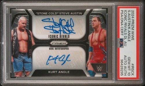 Steve Austin Kurt Angle 2024 Panini Prizm WWE Iconic Rivals /25 PSA 10 Auto AUTH