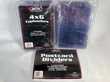 50 New BCW Toploader POSTCARD Rigid SLEEVE Lot 4"x6" Cards Prints DIVIDERS Pack