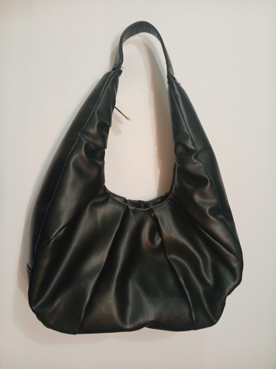 Giselle Paris Hobo Bag Womens Medium Black Faux Leather Slouchy