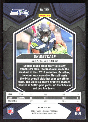 2024 510F Panini Mosaic Camo Pink PRIZM DK Metcalf Seattle