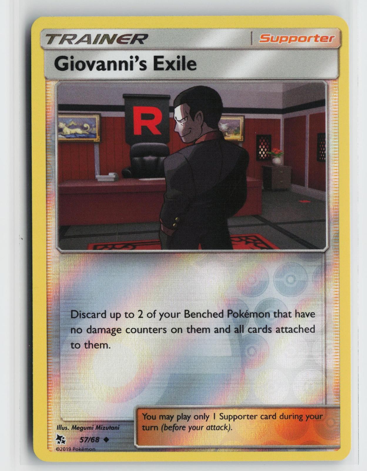 Giovanni's Exile 57/68 Uncommon Hidden Fates Pokemon Reverse Holo Near Mint