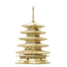 ki-gu-mi Five-Storied Pagoda - A wooden 3D puzzle DIY craft kit that can be enjo