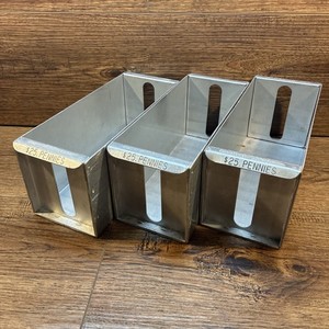 Lot of 3  Aluminum Tray Rolled $.25¢ Coin Trays Holds $25 Quality Products Co.