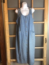 VTG 90s Weekend Provisions Women's Sz 12 Blue Denim Dress Full Length Jumper