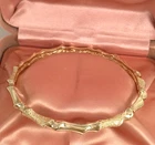 Vintage Jewellery Gold Bamboo style Bangle Antique Deco Dress Jewelry