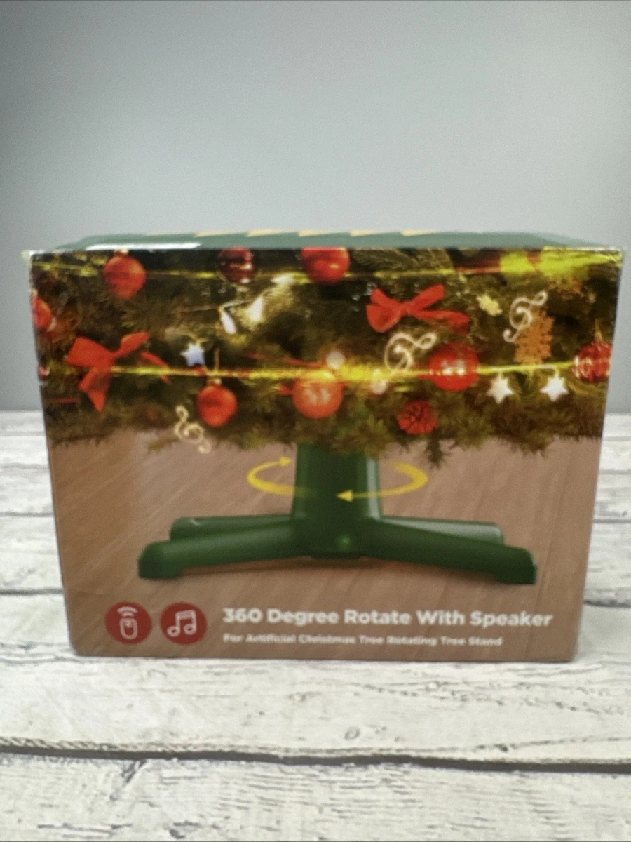Support Pour Sapin De Noël Artificiel Rotatif 360° Avec Haut-parleur Intégré - Vert Foncé, Plastique, Neuf