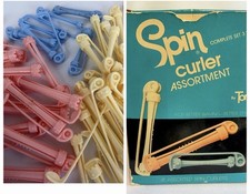 VTG Plastic Swing Arm Permanent Rollers Hair Curlers Perm Rods COMPLETE BOX 41