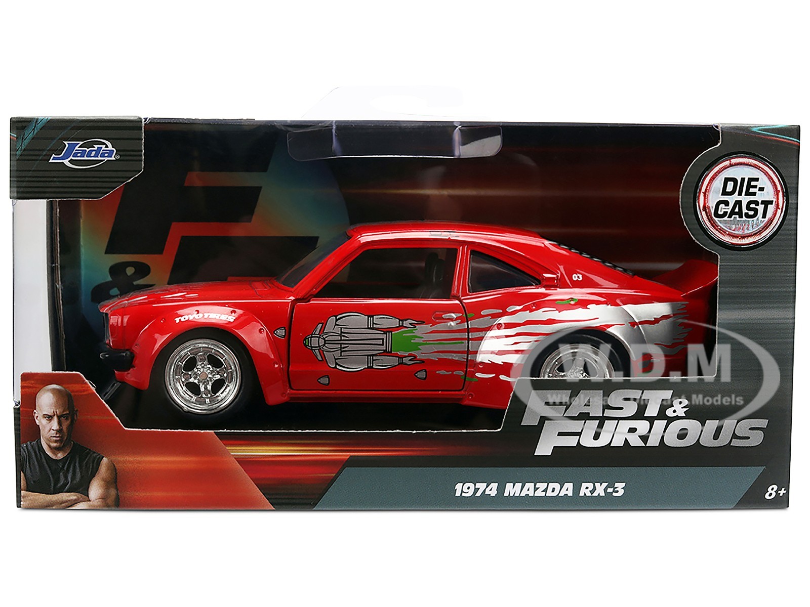 1974 MAZDA RX-3 RED "FAST & FURIOUS" 1/32 DIECAST METAL CAR BY JADA 35630