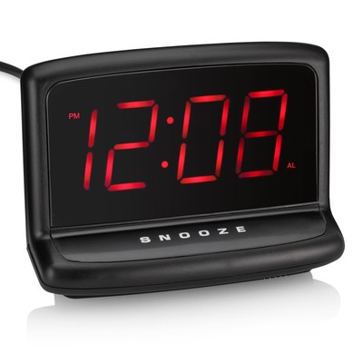 Black Electric Digital Deep Sleep Alarm Clock with Large 1.4  LED Display  