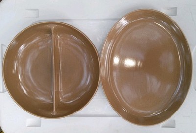 Vintage MCM Russel Wright Iroquois China Ripe Apricot 10'' Divided Bowl & Platter