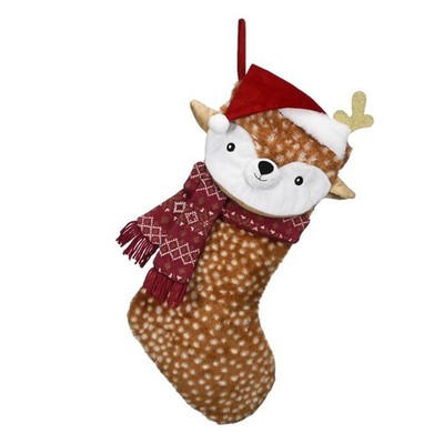Valery Madelyn Christmas Stockings Decorations, 21 Inch Fabric Red Brown Sika...