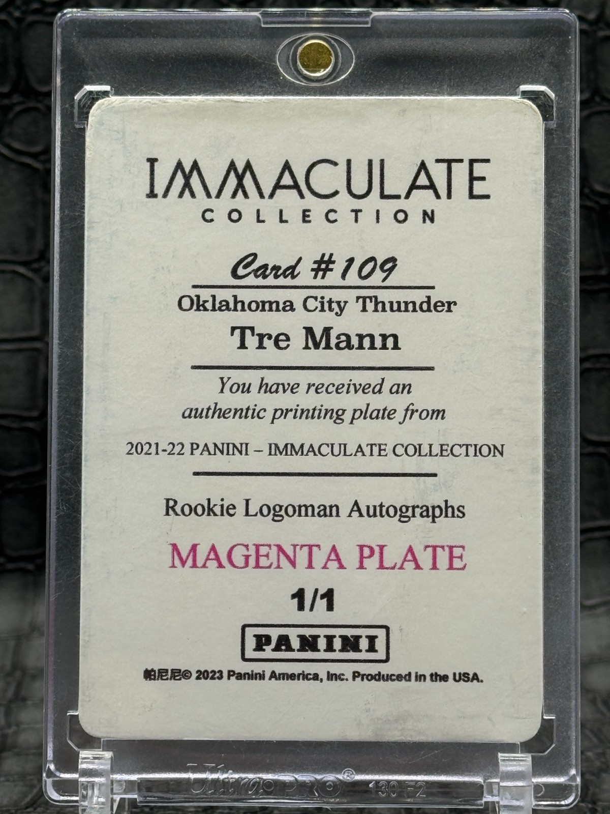 2023 Panini Tre Mann 1/1 Magenta Printing Plate RC Logoman #109 21-22 Immaculate view 2