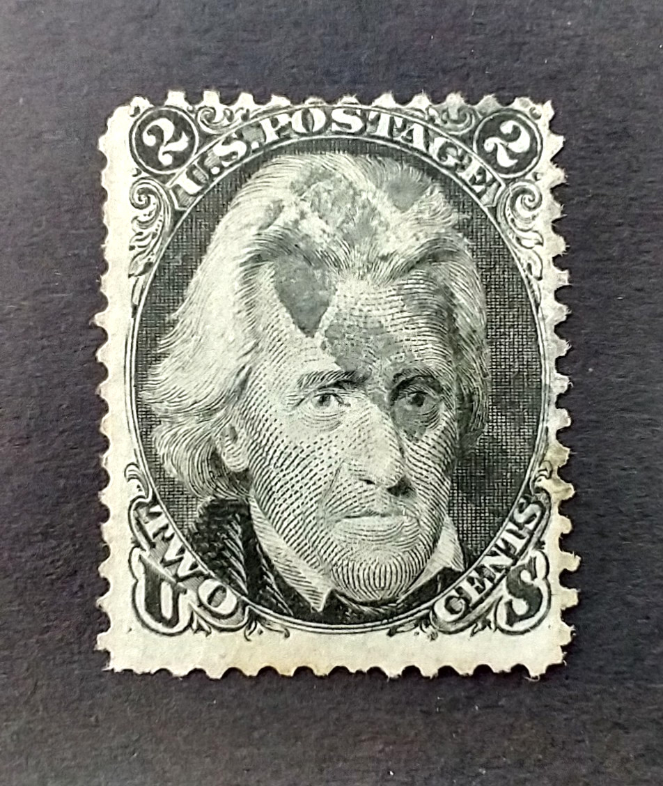 US Scott #73 ⁄⁄ 1863 2¢ Andrew Jackson 'Black Jack' ⁄⁄ Used w/Scarab Cancel [F7]