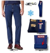 PANTALONE JEANS UOMO 5 TASCHE DENIM INVERNALE 46 A 60 IMBOTTITO PILE FELPATO EVG
