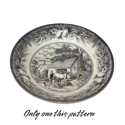 Royal Stafford Hayride Black Eartgenware Cereal Coupe Bowls Set of 7 England - Picture 3 of 5