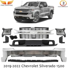 Front Bumper Chrome & Grille Assembly Kit For 2019-2022 Chevrolet Silverado 1500